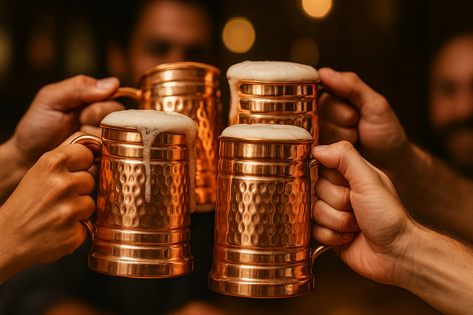 Copper Beer Mug - Hammered Finish Copper product view 2 - Viviana London artisan collection
